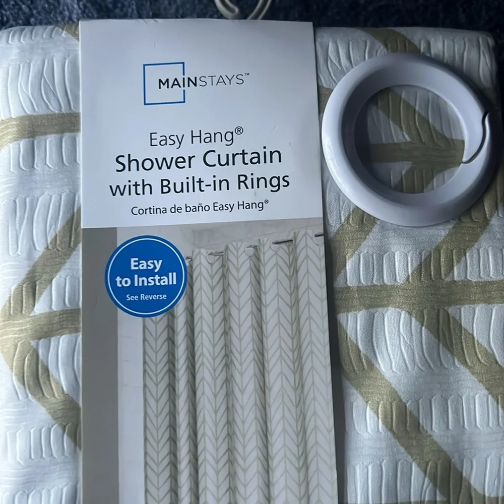 Mainstays Willcrest Easy Hang Fabric Shower Curtain, 70